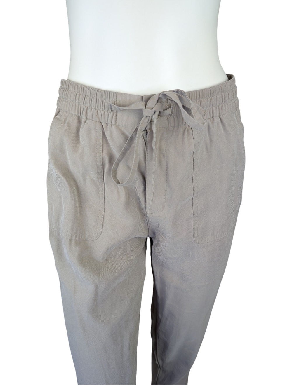 Tahari Tapered Pants Neutral Rayon Blend Elastic Waist Small | Boho Coastal - Picture 5 of 9